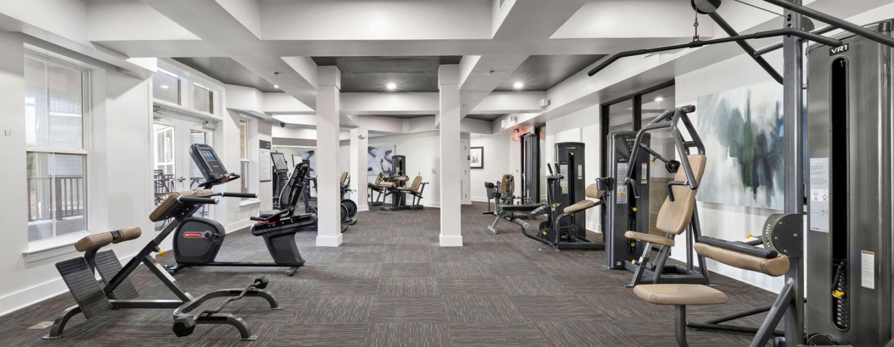 a gym with exercise equipment